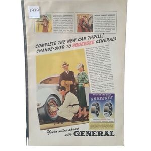 Vintage 1939 General Squeegee The New Car Thrill Ad Advertisement